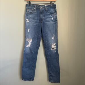 AG The Phoebe Vintage High Waisted Distressed Tapered Leg